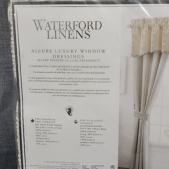 Waterford Linens NEW Allure Scalloped Valance 55×18 Slate Gray - Picture 4 of 6
